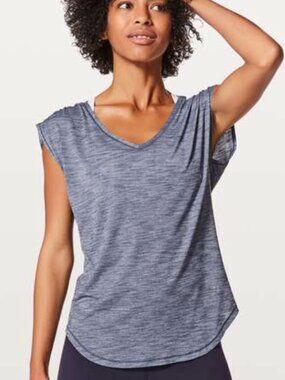 Lululemon Sweat Times Short Sleeve Top-Size 12- Heathered Dazed